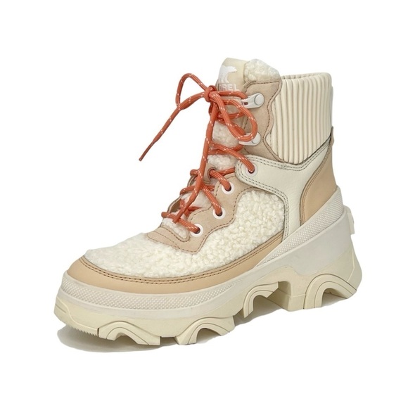 Sorel Brex Cozy Ankle Boots Size 5 Faux Shearling Waterproof Tan Cream New NWT